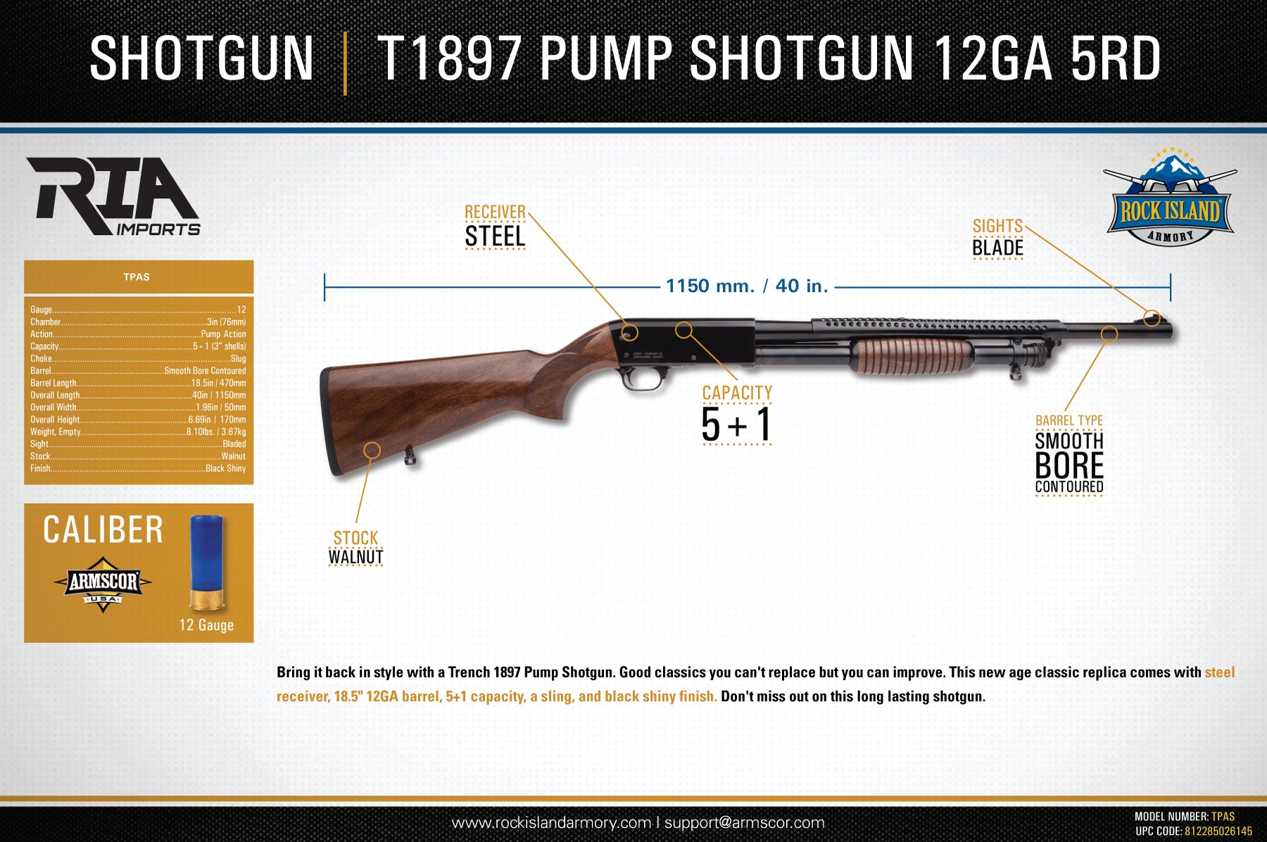 Tpas Pump Shotgun 12ga 5rd 5642